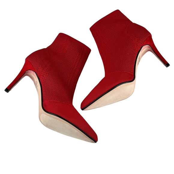 Catherine Malandrino Dnonito Pointed Toe Sock Booties Cherry Red 10 New - Picture 8 of 10